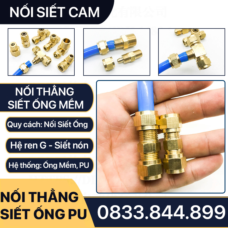 Đầu Thẳng Hai Đầu Ống Mềm, Nối Thẳng Hai Đầu Siết Ống Mềm - Đồng Thau