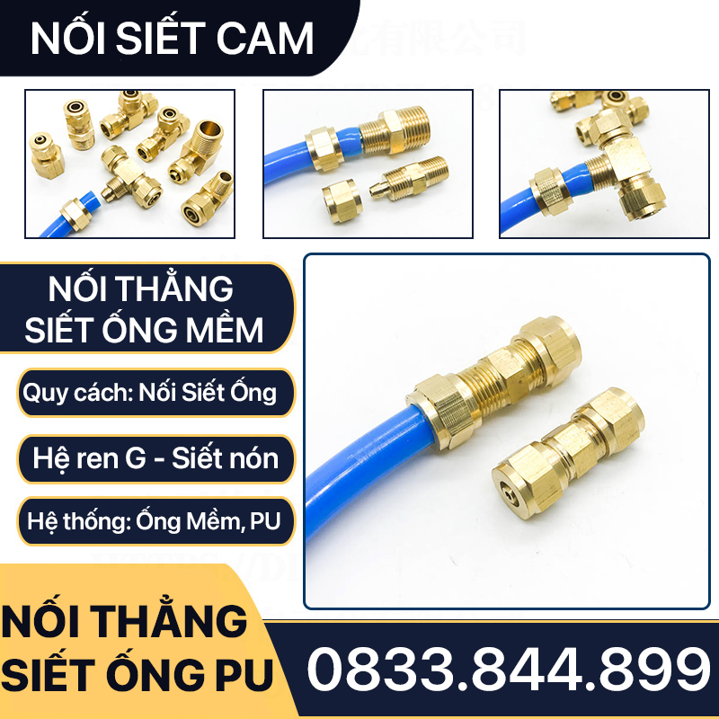 Đầu Thẳng Hai Đầu Ống Mềm, Nối Thẳng Hai Đầu Siết Ống Mềm - Đồng Thau