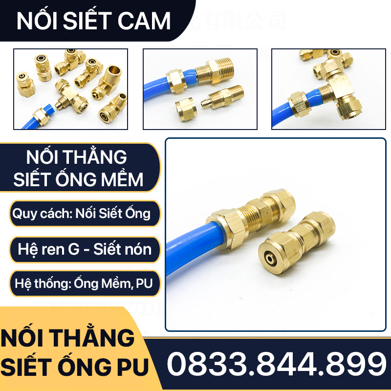 Đầu Thẳng Hai Đầu Ống Mềm, Nối Thẳng Hai Đầu Siết Ống Mềm - Đồng Thau