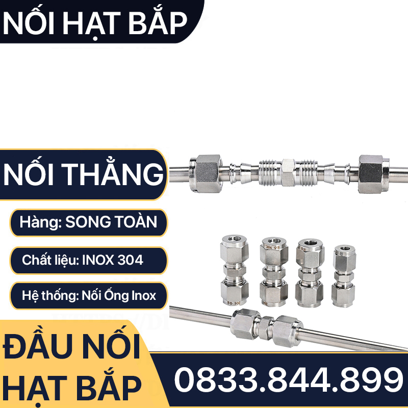 Nối Hạt Bắp Inox, Bộ Hai Đầu Hạt Bắp Côn Lõm Hạt Bắp Inox NPT Nối Ống Inox 304