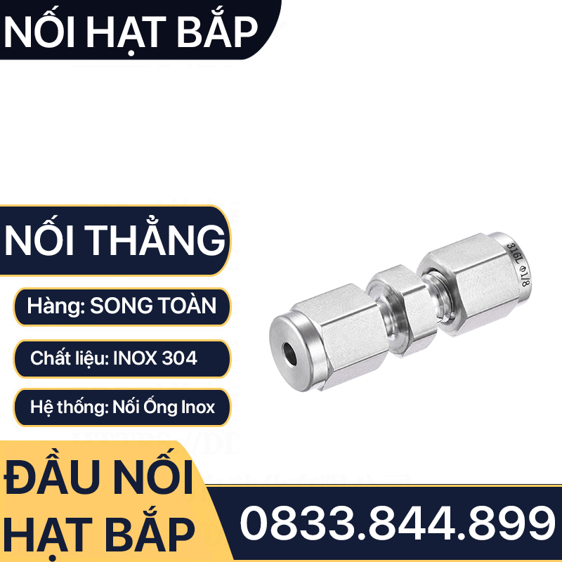 Nối Hạt Bắp Inox, Bộ Hai Đầu Hạt Bắp Côn Lõm Hạt Bắp Inox NPT Nối Ống Inox 304