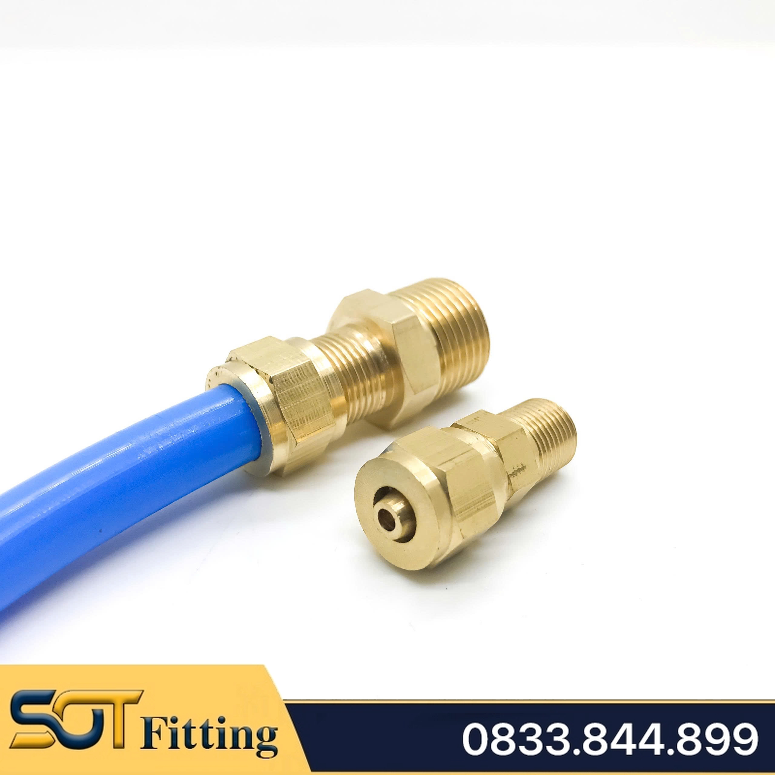 Nối Thẳng Ren Ngoài Siết Tán Cho Ống Mềm PU 6 8 10 12 - Đồng Thau