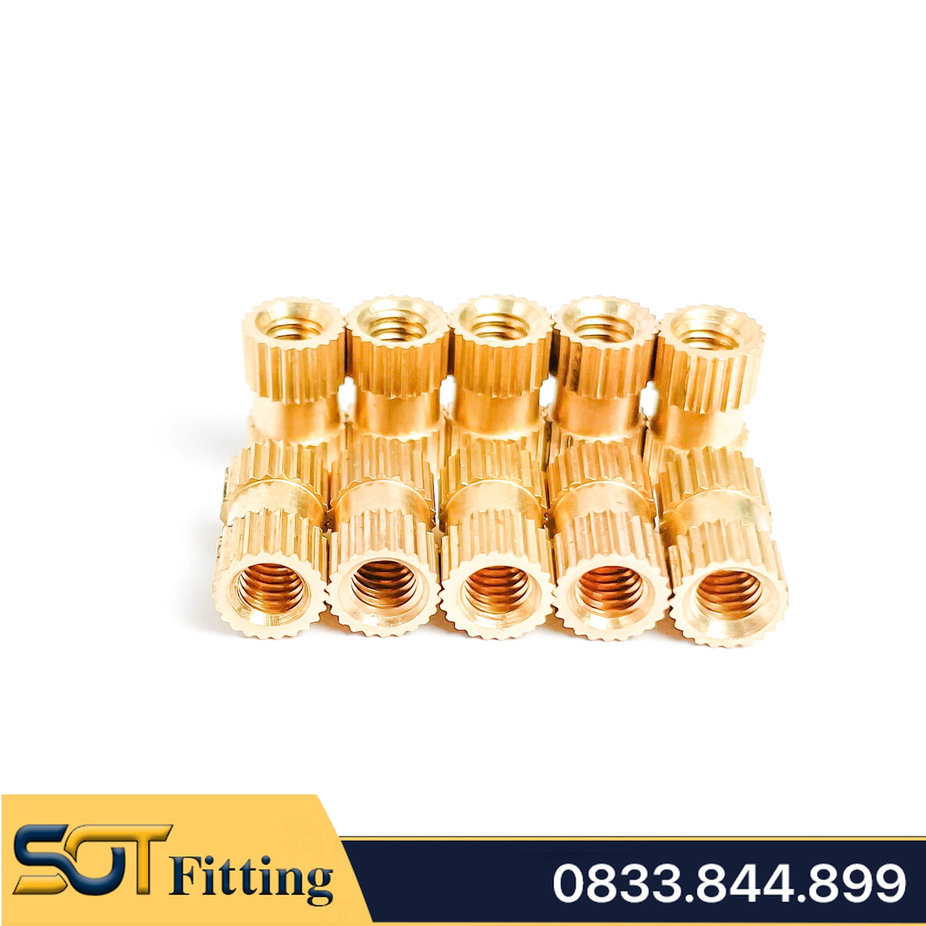 Ốc Cấy Ren Trong Chèn Nhựa Hoặc Gỗ - Bằng Đồng Thau / Knurl Insert Nut Brass