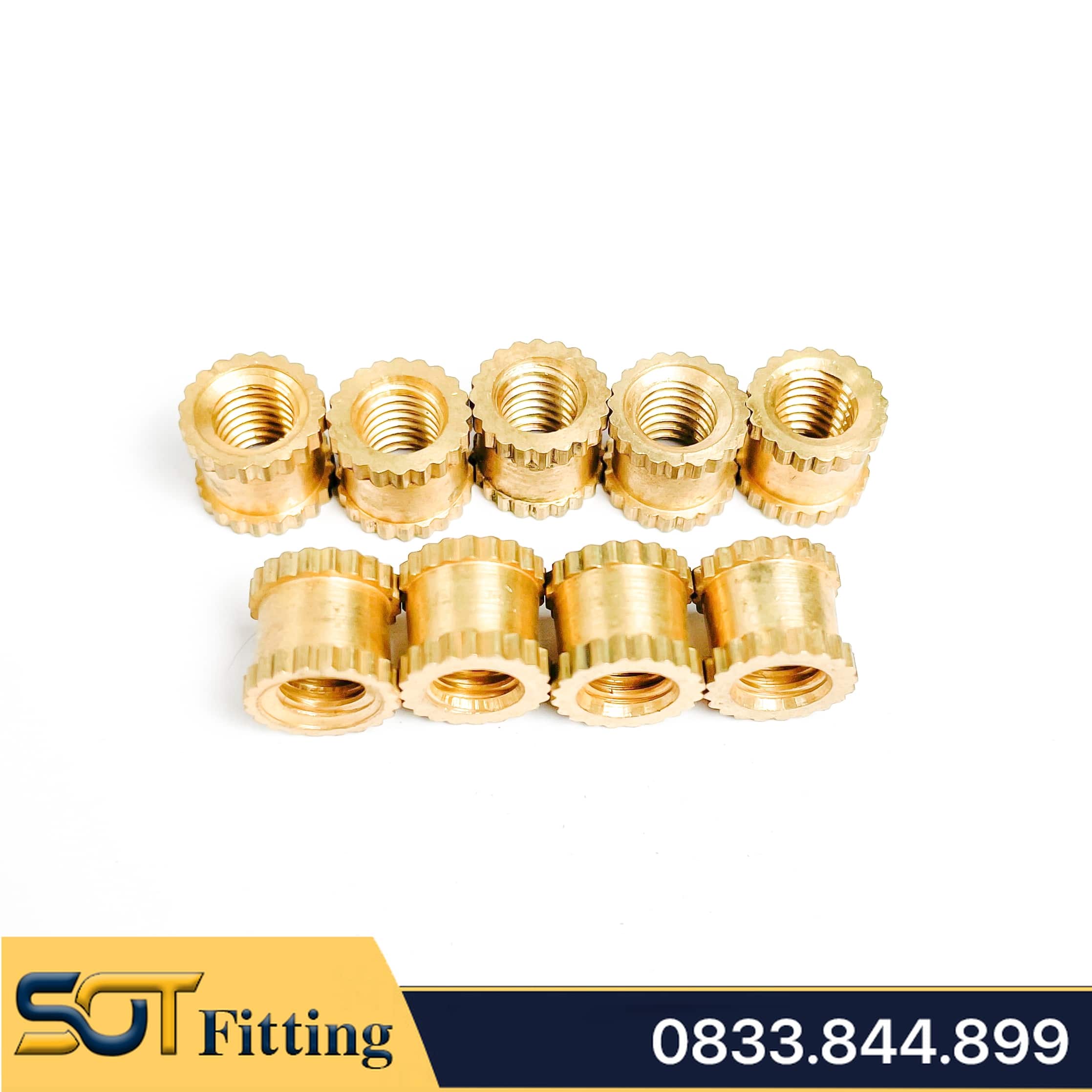 Ốc Cấy Ren Trong Chèn Nhựa Hoặc Gỗ - Bằng Đồng Thau / Knurl Insert Nut Brass