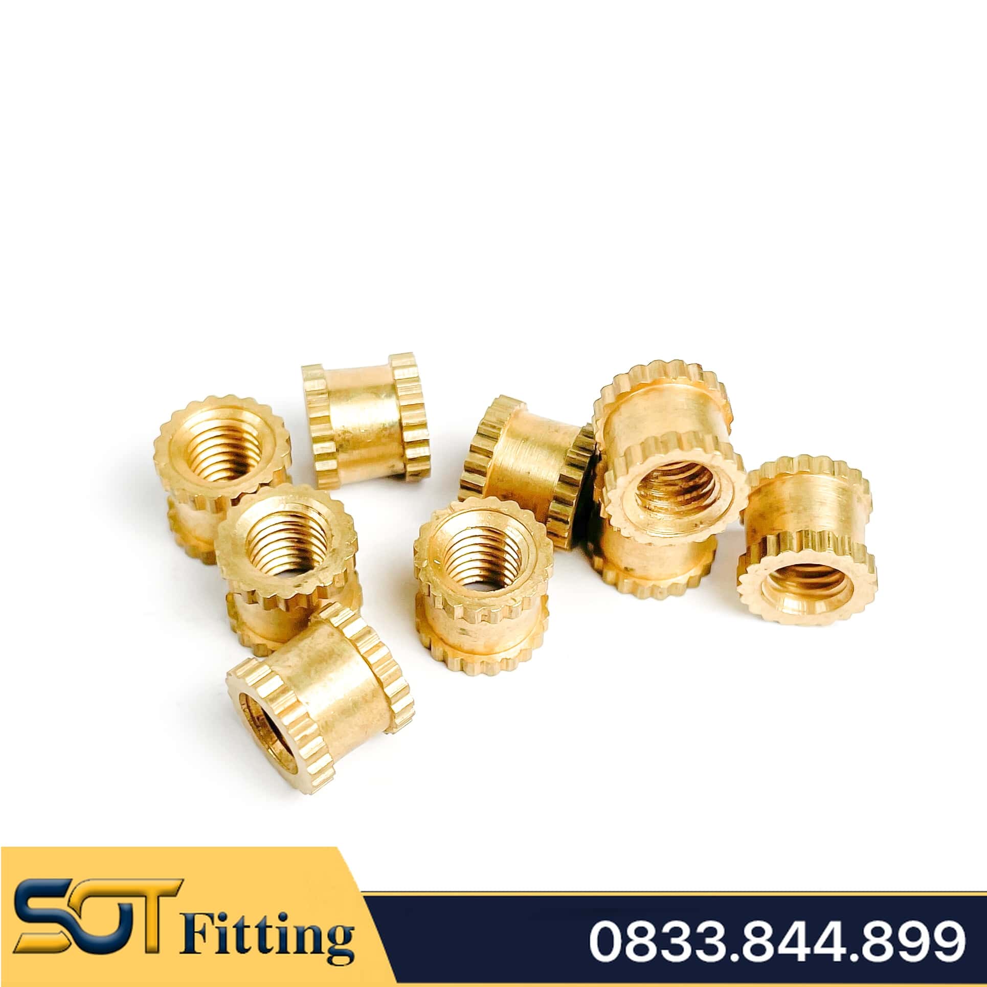 Ốc Cấy Ren Trong Chèn Nhựa Hoặc Gỗ - Bằng Đồng Thau / Knurl Insert Nut Brass