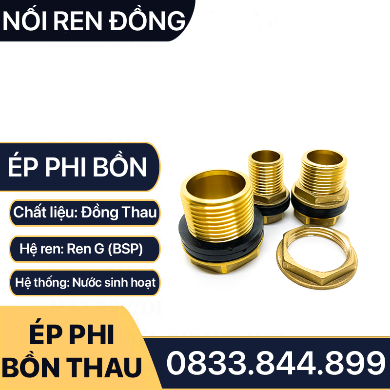 Nối Bồn / Ốc Téc Phi / Khớp Nối Vách Ngăn - Đồng Thau Chống Ăn Mòn