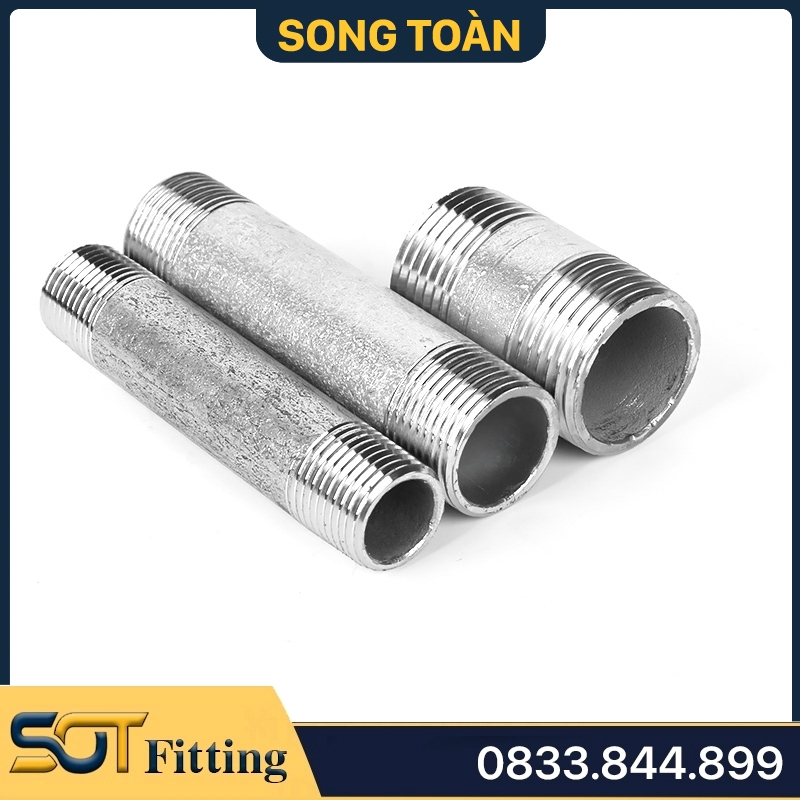 Ống Ren Mạ Kẽm - Ống Tiện Ren Ngoài Dài 10cm 20cm Sắt Mạ Kẽm