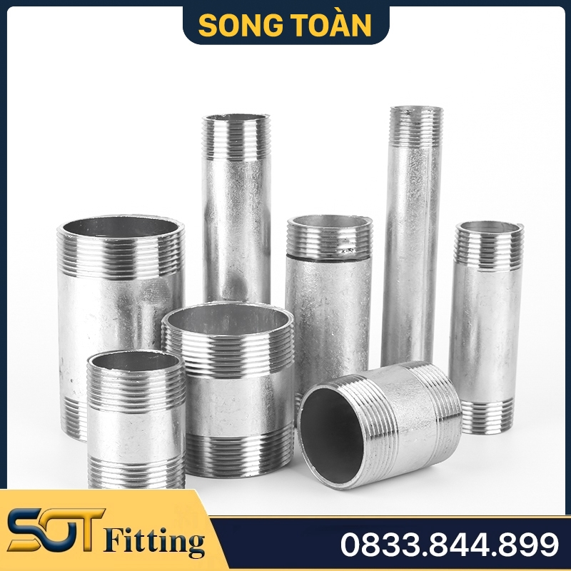 Ống Ren Mạ Kẽm - Ống Tiện Ren Ngoài Dài 10cm 20cm Sắt Mạ Kẽm