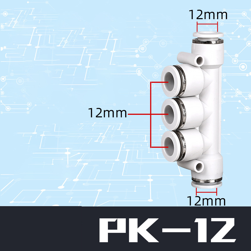 Nối Nhanh Chia 5 Ngã PK Khí Nén STNC Ống 4 6 8 10 12 16 - Màu Trắng (Chính Hãng)