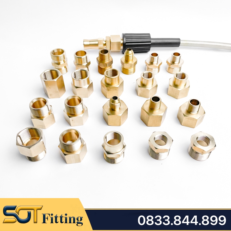 Lơ Ren Trong Ren Ngoài 22 x 13, 13.8, 14, 17, 21 - Đồng Thau Dùng Cho Nối Ống Dây Máy Rửa Xe