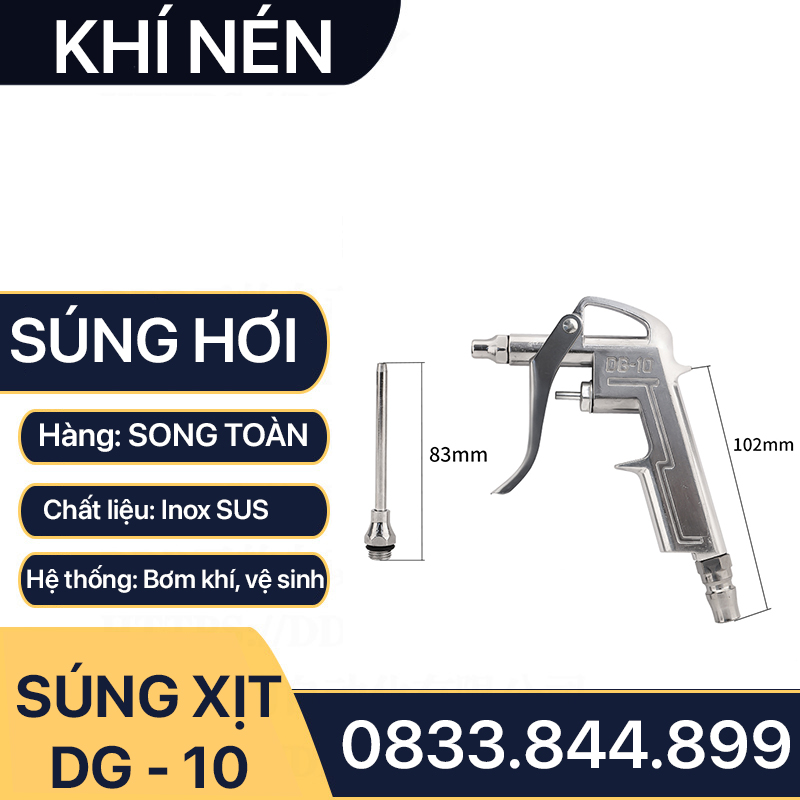 Súng Xịt Hơi ĐL DG 10 Cầm Tay, Đầu Phun Xịt Hơi Cầm Tay Inox