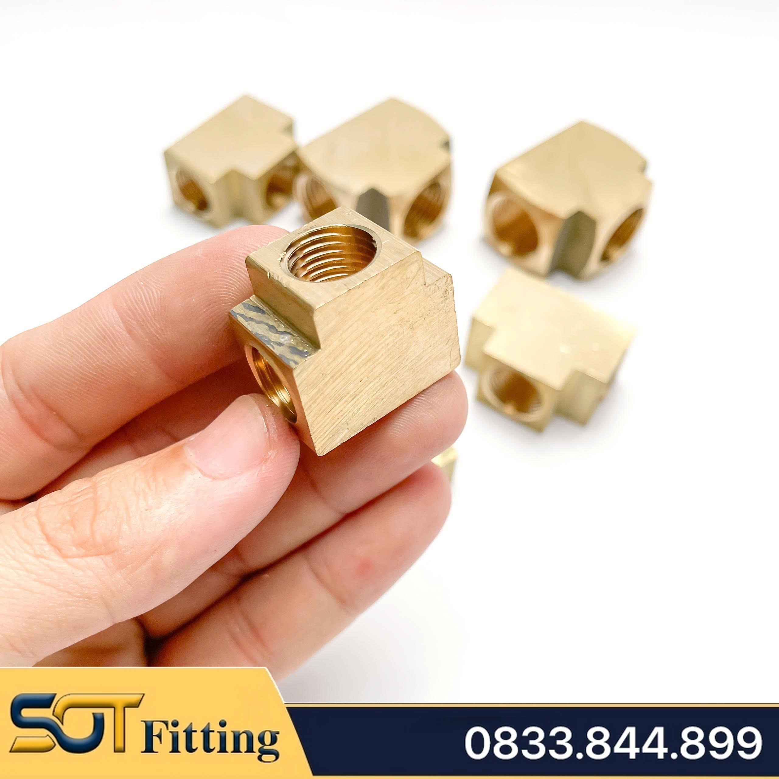 Tê 3 Đầu Ren Trong 9.6 13 17 21 Đồng Thau Nguyên Khối Phay Dày - T RT