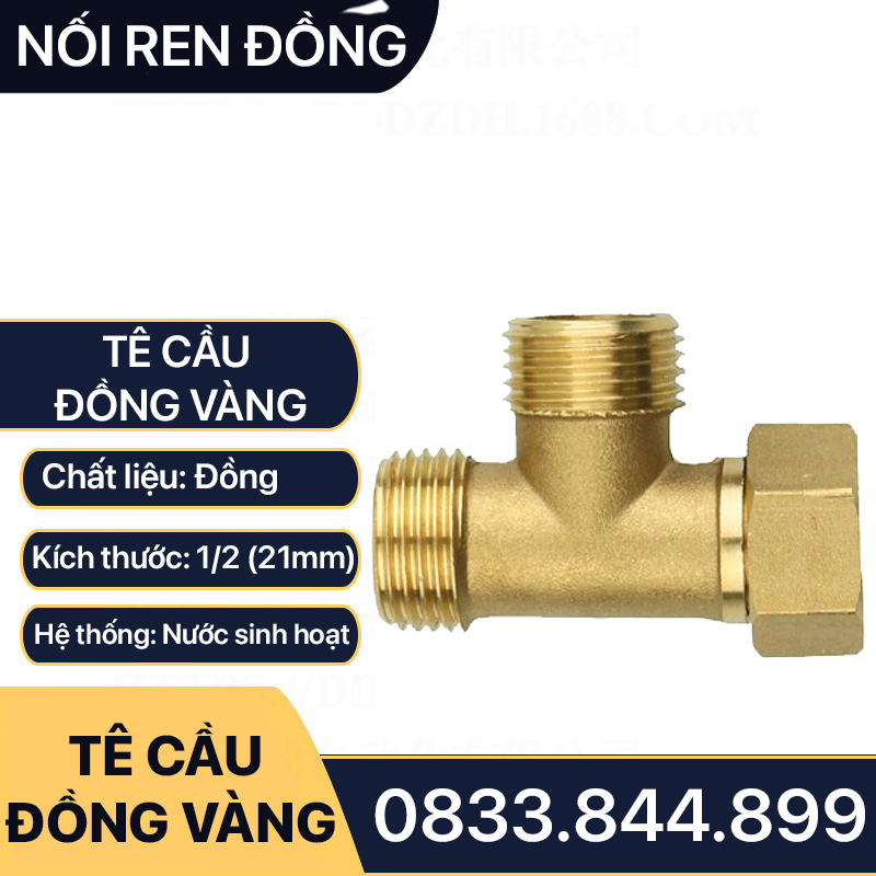 Tê Cầu Đồng Vàng, Tê Chia Nước Đai Ốc Đồng Thau 21