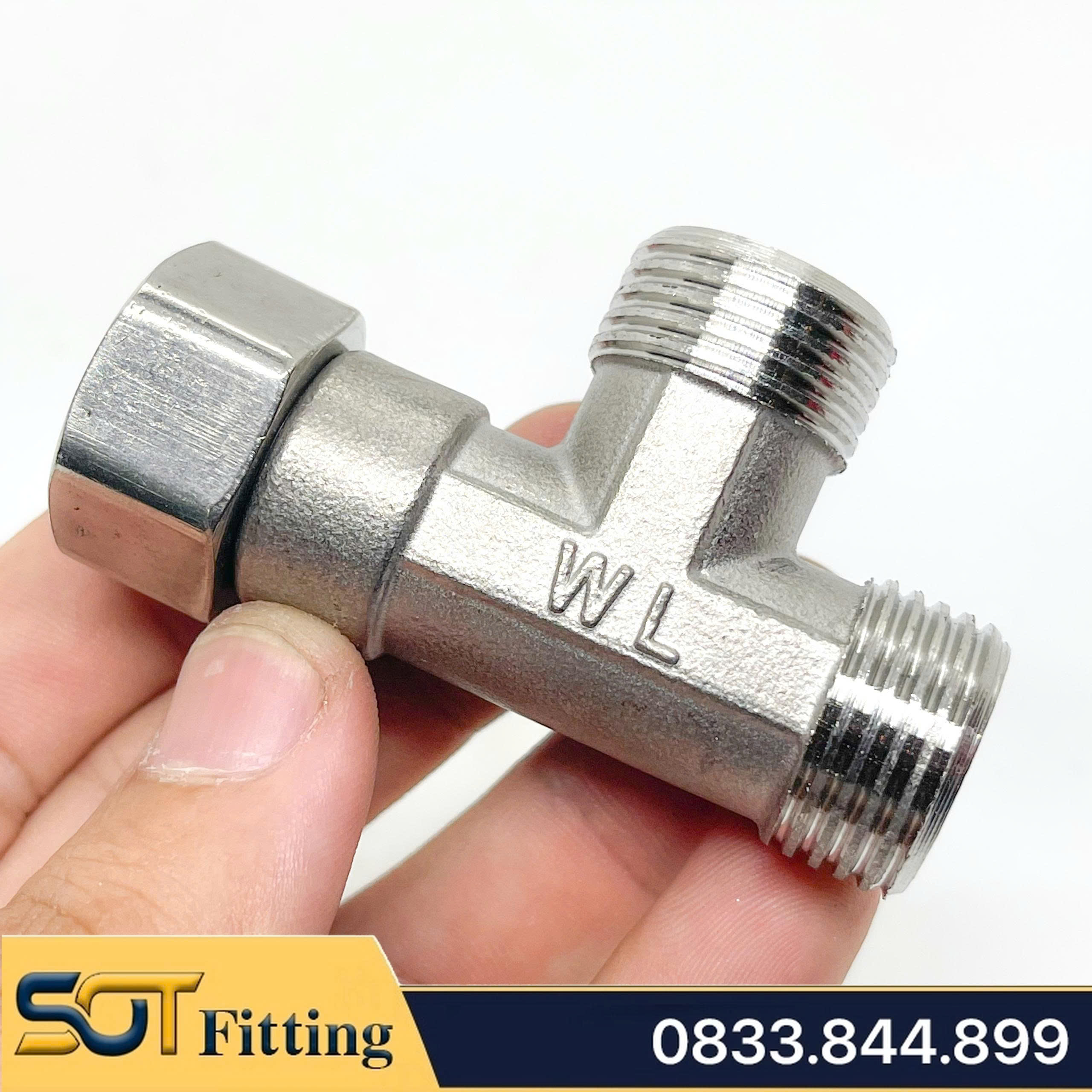 Tê Cầu / T Chia 3 Nguồn Nước Có Đai Ốc Ren 21 - Chất Liệu Inox