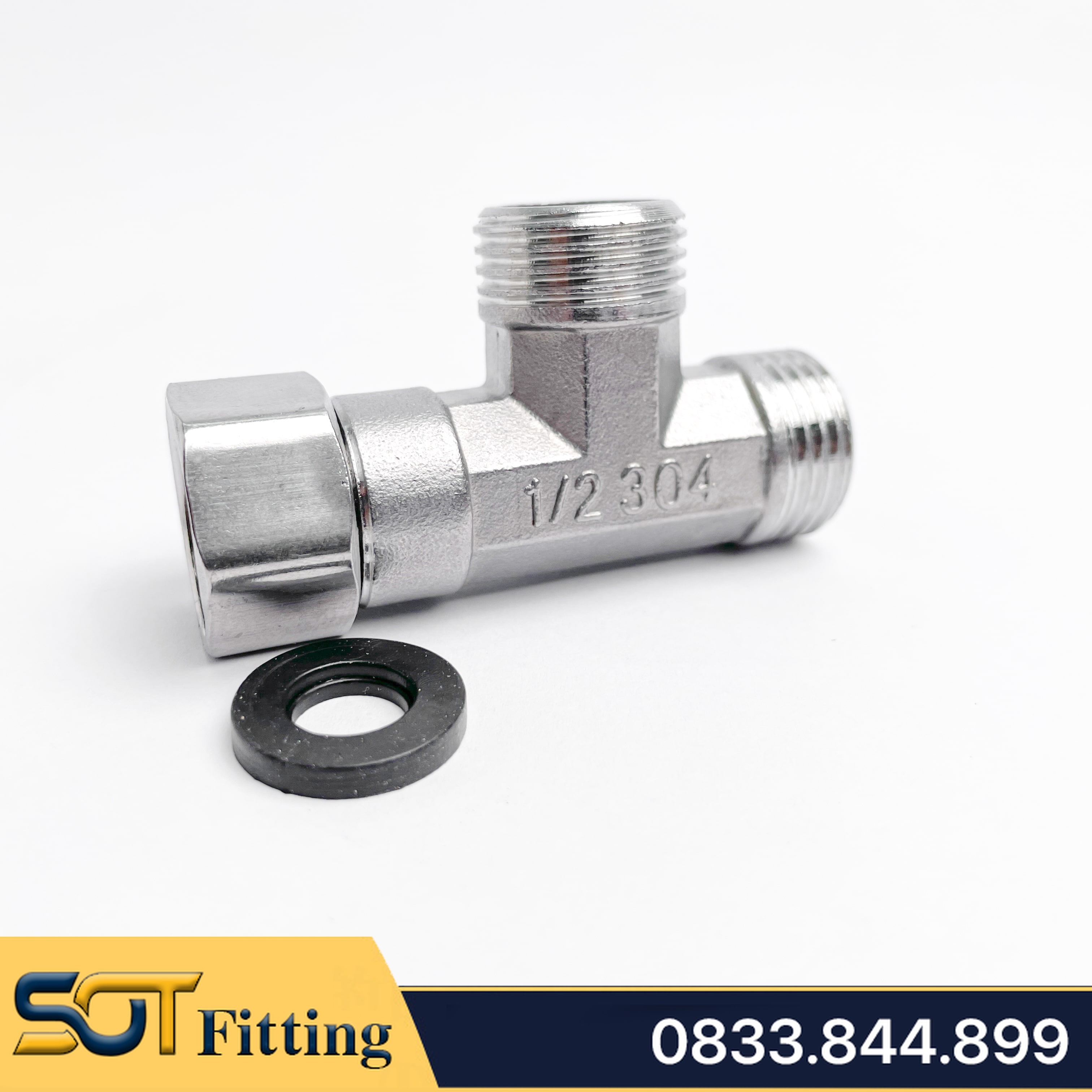 Tê Cầu / T Chia 3 Nguồn Nước Có Đai Ốc Ren 21 - Chất Liệu Inox