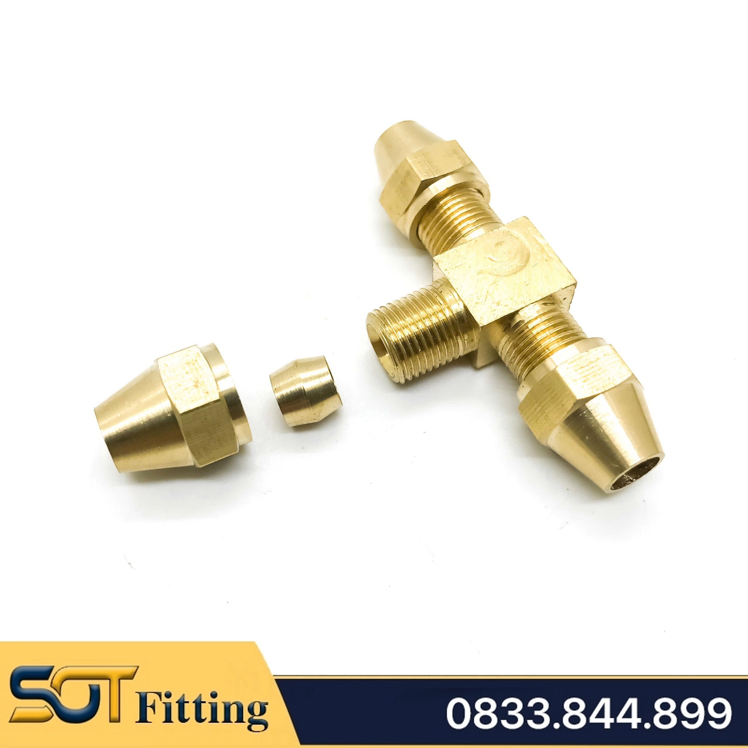 Tê Hạt Bắp, Nối Tê Ba Đầu Hạt Bắp Ống Đồng, Ống PU 6 8 10 12