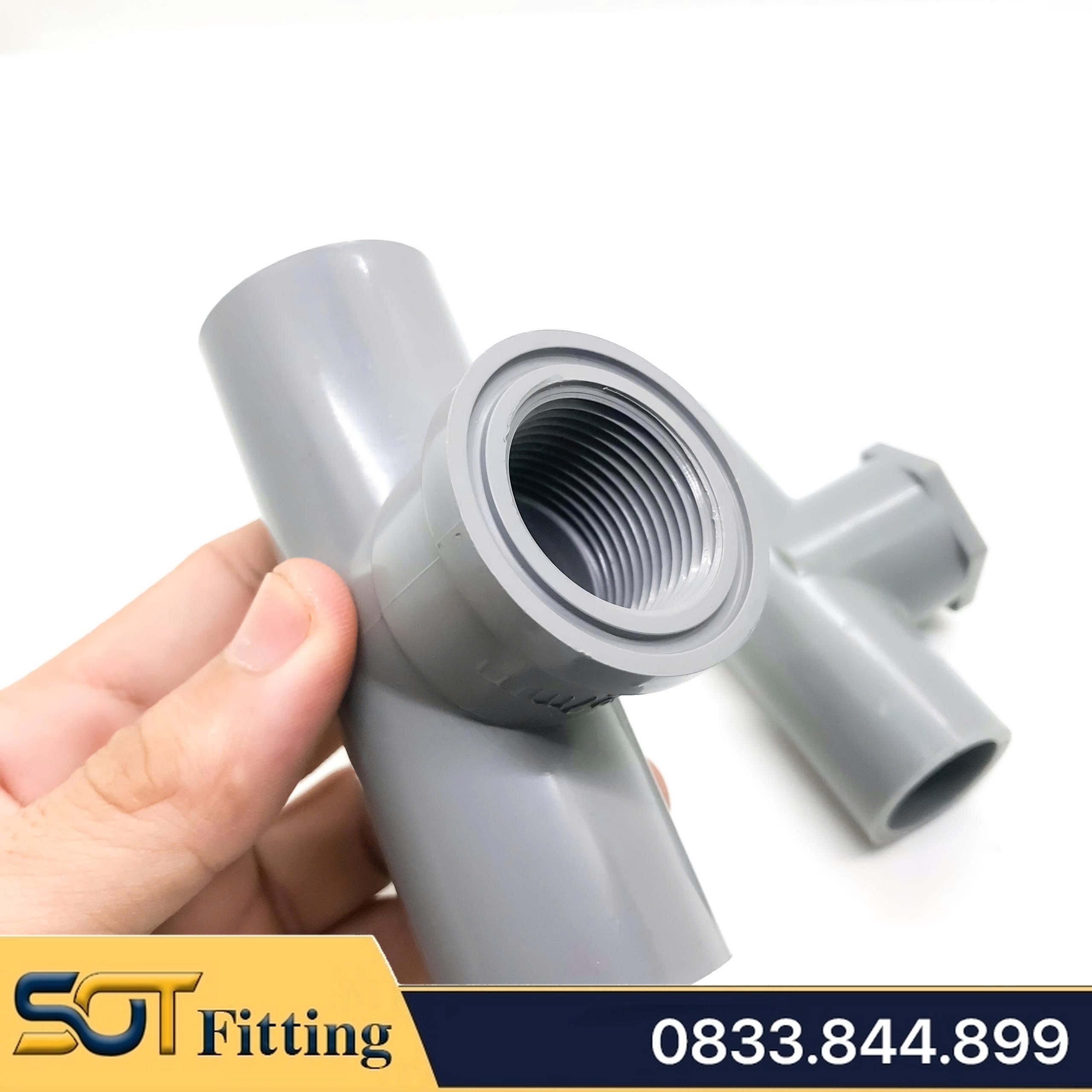 Tê Nhựa PVC Trơn Dán Có Ren Trong 21 27 - Thương Hiệu Bình Minh
