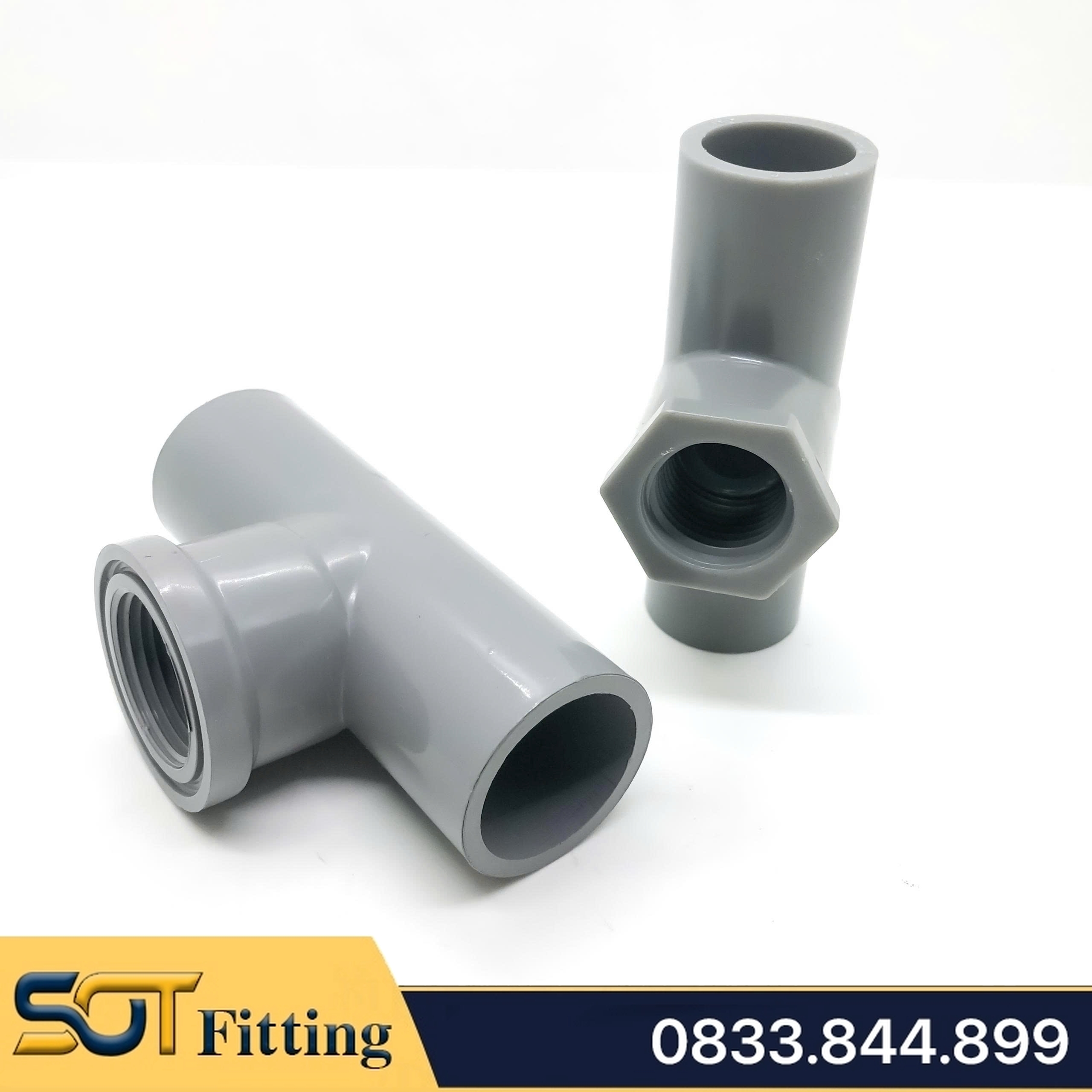 Tê Nhựa PVC Trơn Dán Có Ren Trong 21 27 - Thương Hiệu Bình Minh