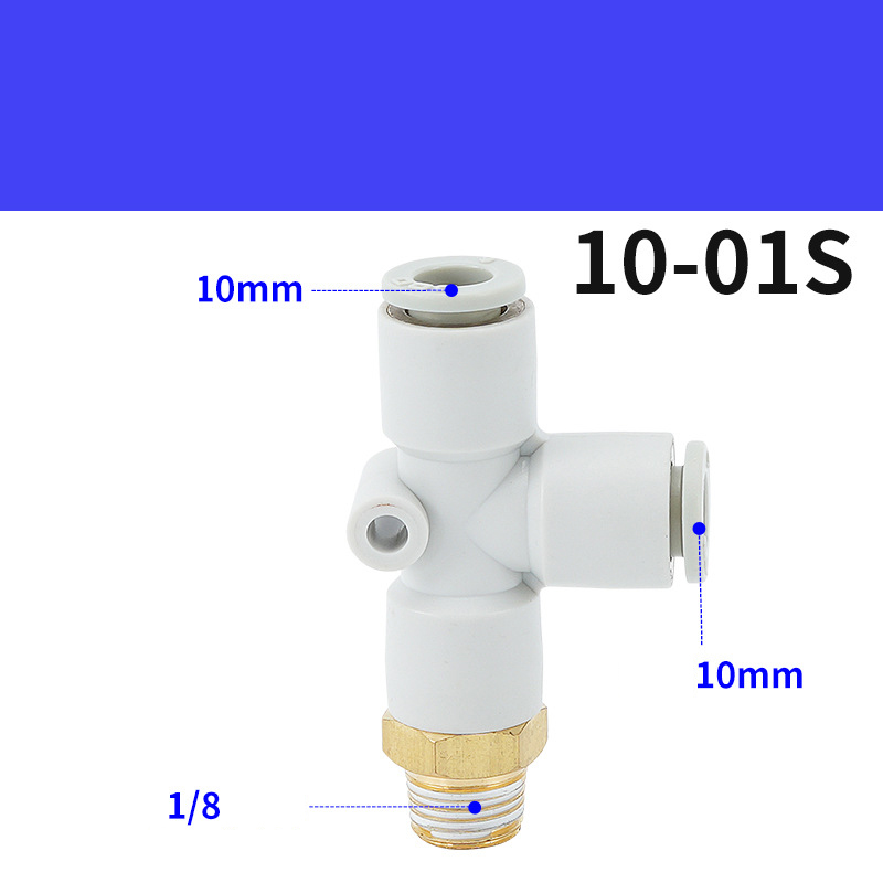 Tê Nối Nhanh PD, Tê Ren Ngoài Cạnh Nối Nhanh Cắm Ống STNC Ống 4 6 8 10 12 16 - Màu Trắng (Chính Hãng)