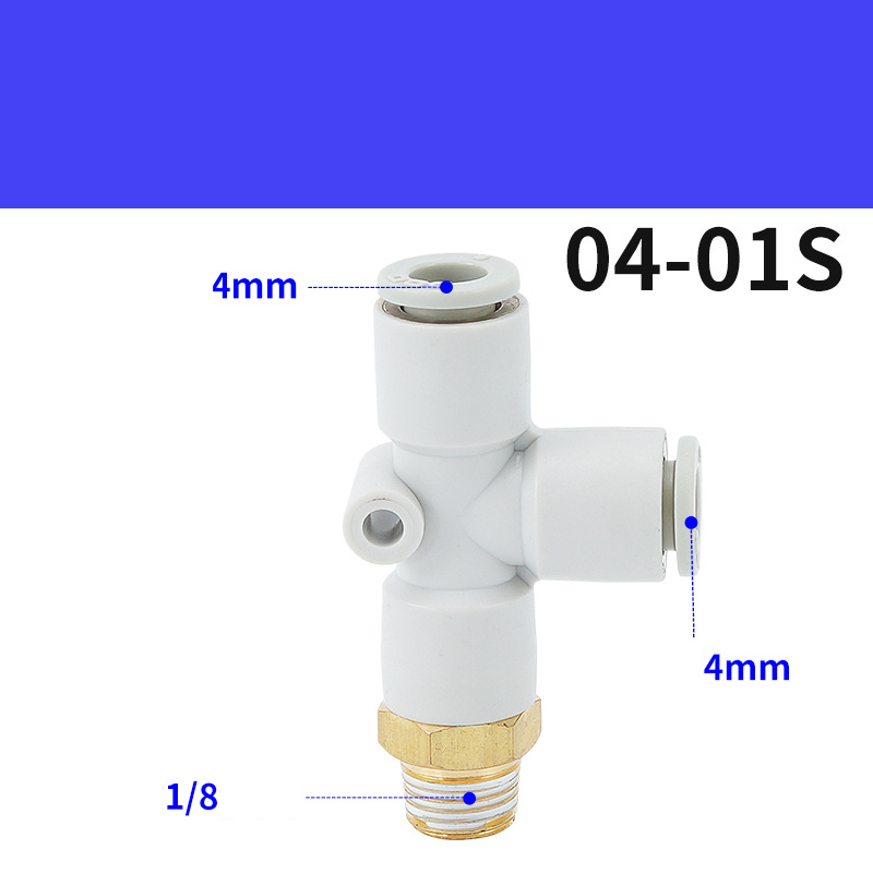 Tê Nối Nhanh PD, Tê Ren Ngoài Cạnh Nối Nhanh Cắm Ống STNC Ống 4 6 8 10 12 16 - Màu Trắng (Chính Hãng)