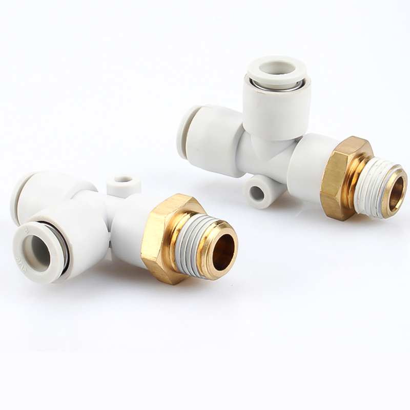 Tê Nối Nhanh PD, Tê Ren Ngoài Cạnh Nối Nhanh Cắm Ống STNC Ống 4 6 8 10 12 16 - Màu Trắng (Chính Hãng)