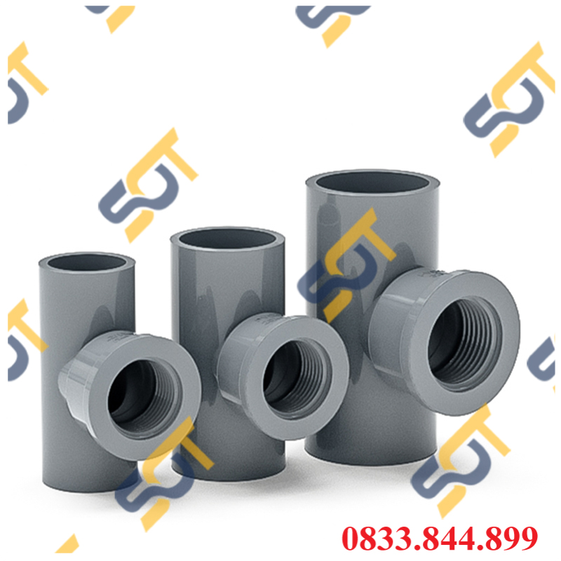 Tê Nhựa PVC Trơn Dán Có Ren Trong 21 27 - Thương Hiệu Bình Minh