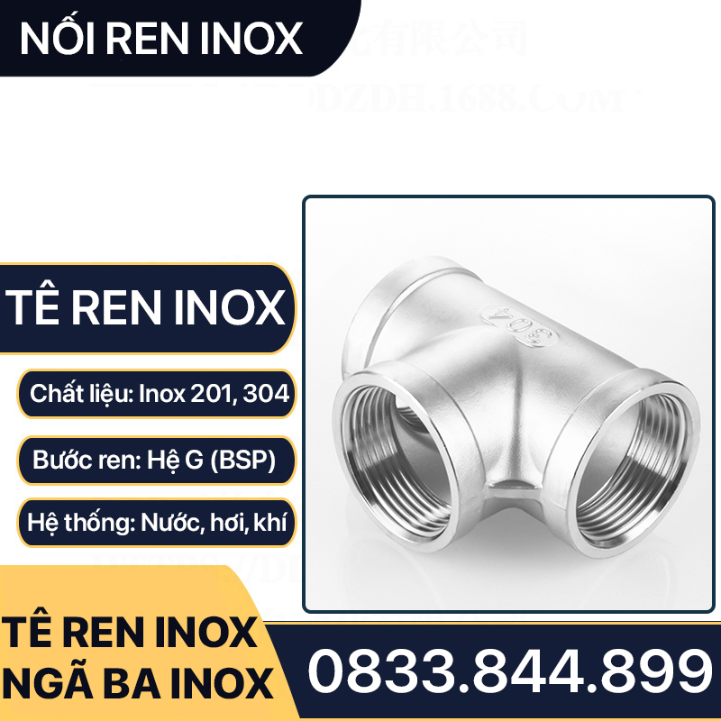 Tê Inox, Tê Ba Đầu Ren Trong Inox 201 304