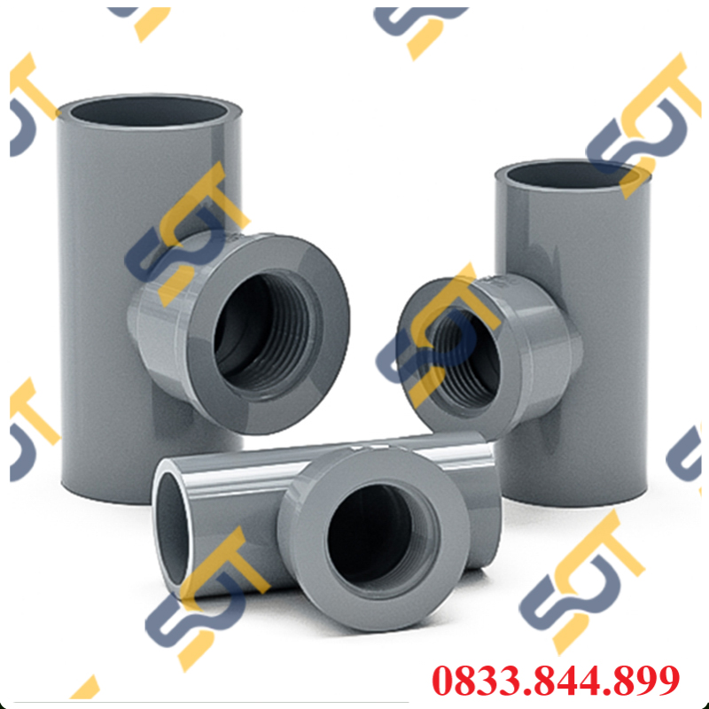 Tê Nhựa PVC Trơn Dán Có Ren Trong 21 27 - Thương Hiệu Bình Minh