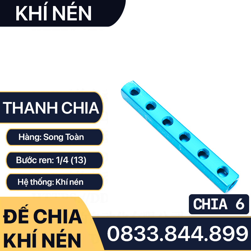 Thanh Nhôm Chia Khí Nén Ren 13, Thanh Chia Khí Nén 2 3 4 5 6 Lỗ Ren 13