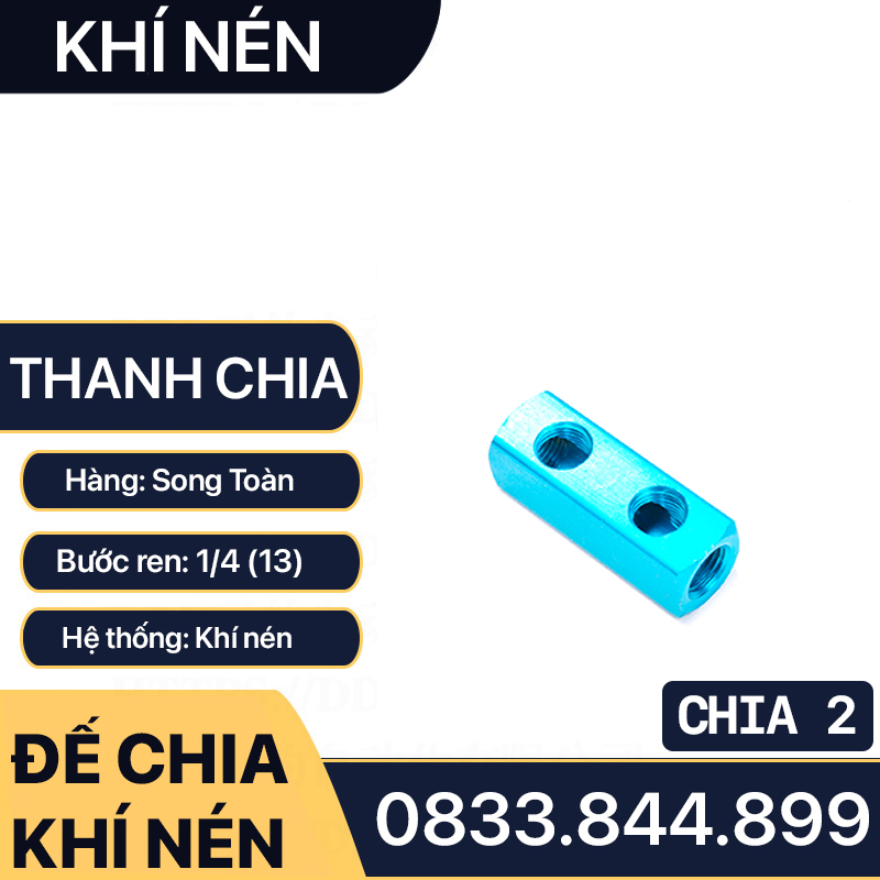 Thanh Nhôm Chia Khí Nén Ren 13, Thanh Chia Khí Nén 2 3 4 5 6 Lỗ Ren 13