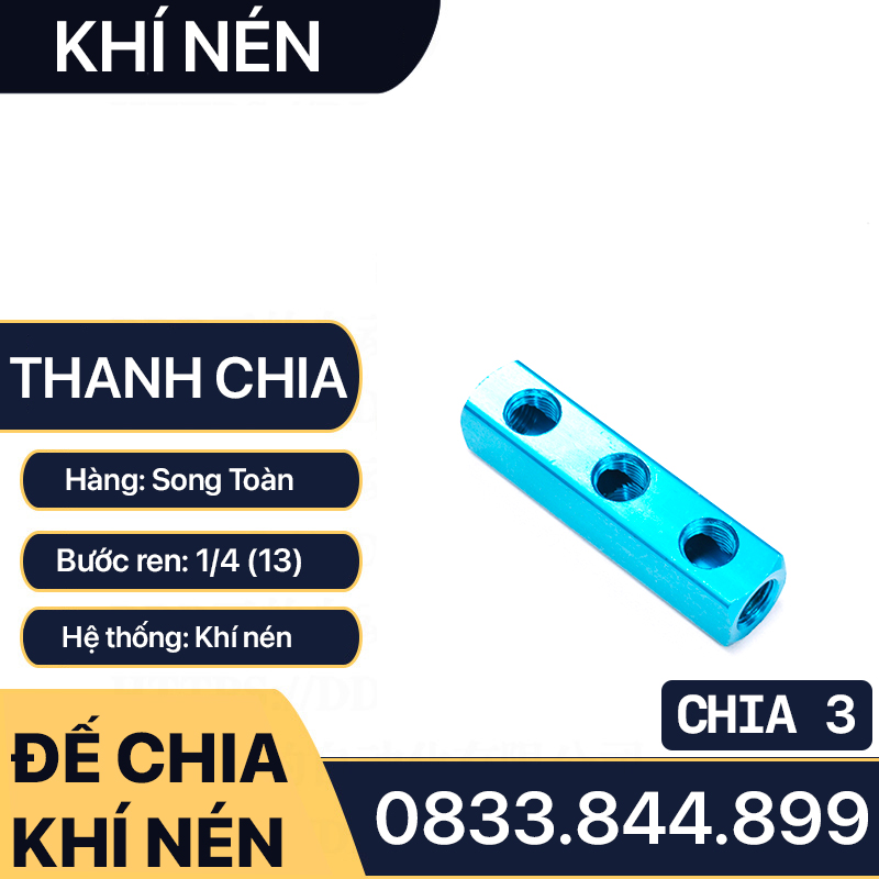 Thanh Nhôm Chia Khí Nén Ren 13, Thanh Chia Khí Nén 2 3 4 5 6 Lỗ Ren 13