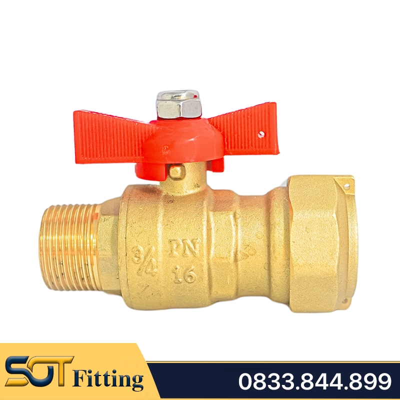 Van Bi Đồng Liên Hợp MIHA Ren Ngoài Tay Bướm ABS - Brass Combination Ball Valve With Butterfly Handle, Male