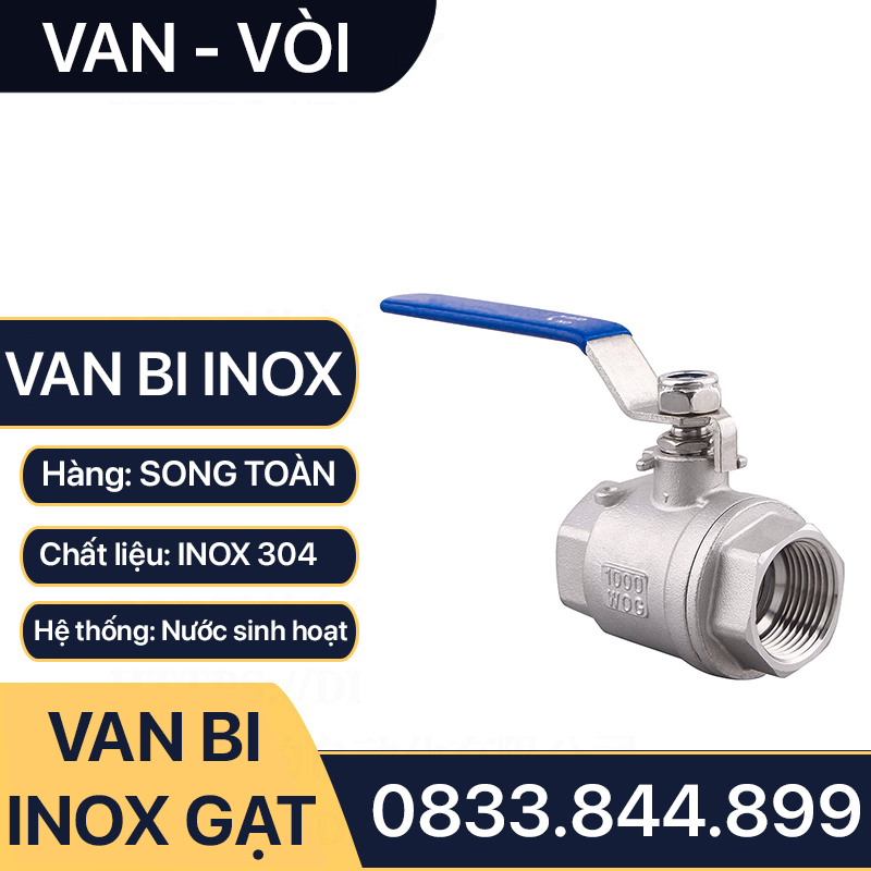 Van Bi Inox Tay Gạt, Van Bi Tay Gạt Inox 90 độ SUS 304, 316