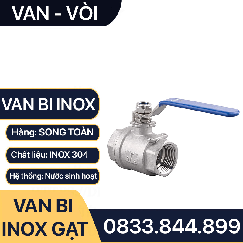 Van Bi Inox Tay Gạt, Van Bi Tay Gạt Inox 90 độ SUS 304, 316