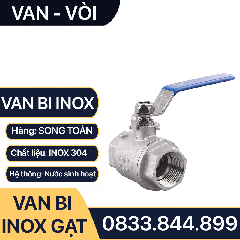 Van Bi Inox Tay Gạt, Van Bi Tay Gạt Inox 90 độ SUS 304, 316