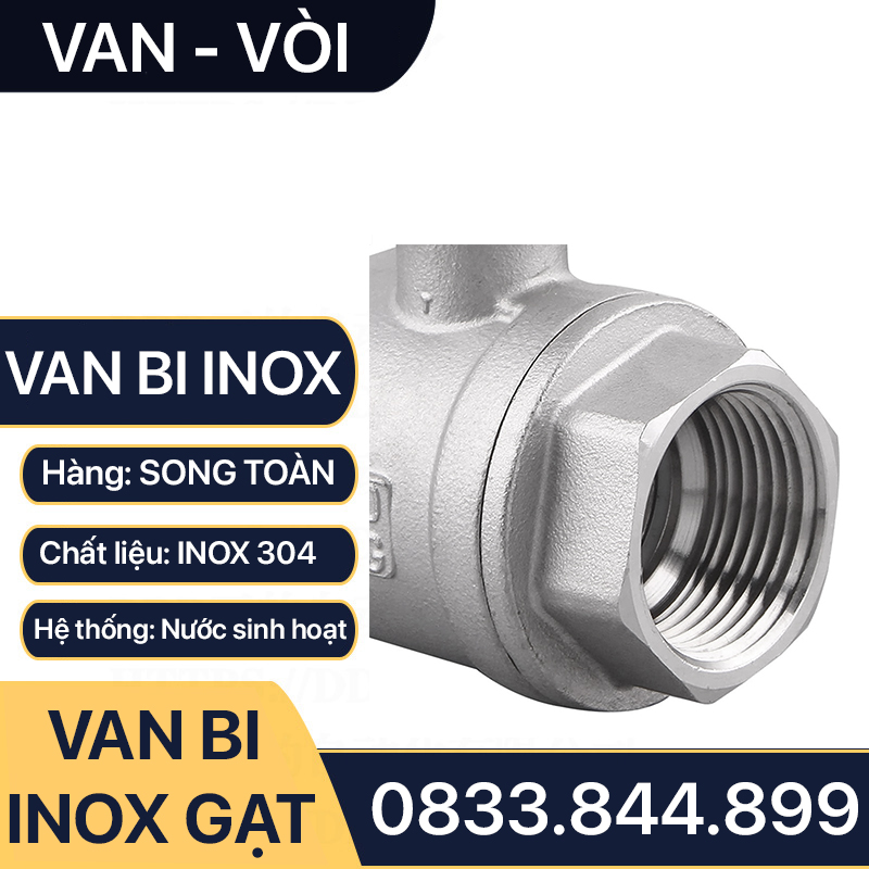 Van Bi Inox Tay Gạt, Van Bi Tay Gạt Inox 90 độ SUS 304, 316