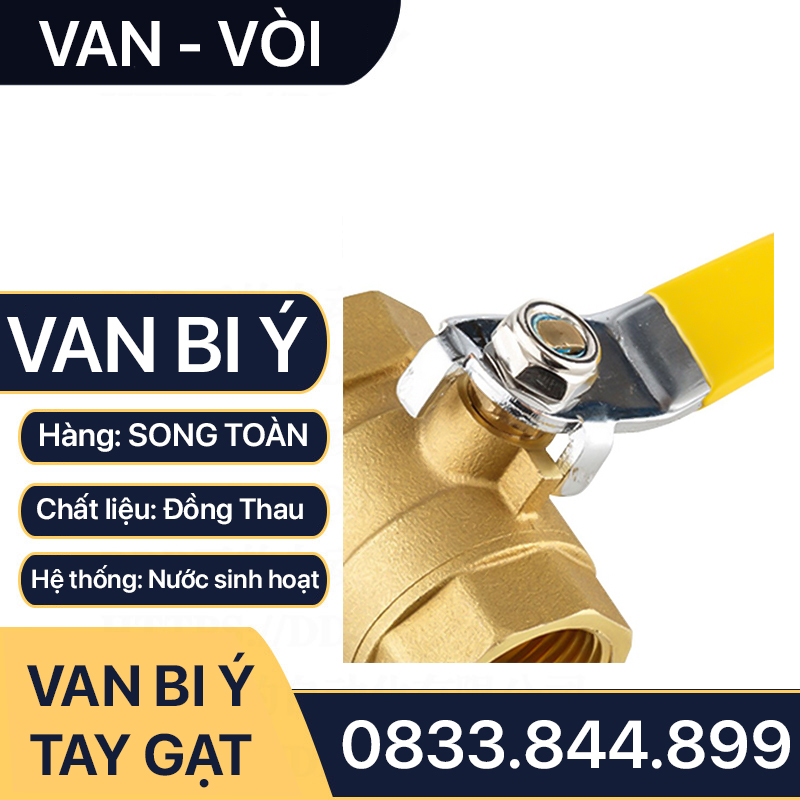 Van Bi Đồng Tay Gạt, Van Bi Đồng Ý Tay Gạt Inox 90 độ