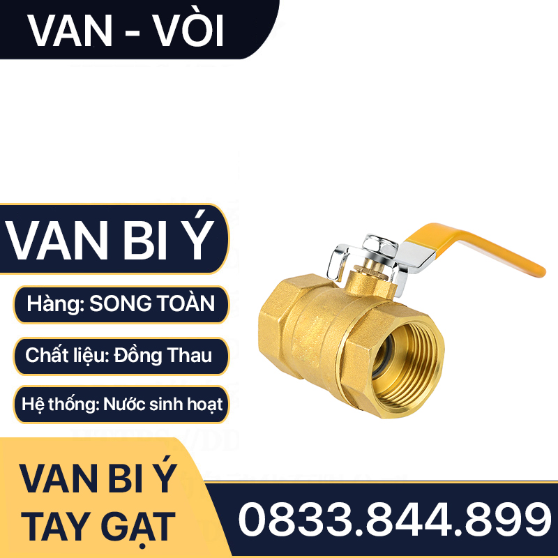 Van Bi Đồng Tay Gạt, Van Bi Đồng Ý Tay Gạt Inox 90 độ