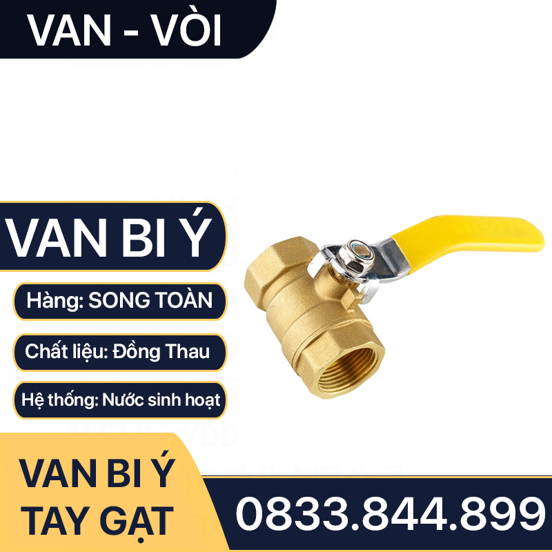 Van Bi Đồng Tay Gạt, Van Bi Đồng Ý Tay Gạt Inox 90 độ