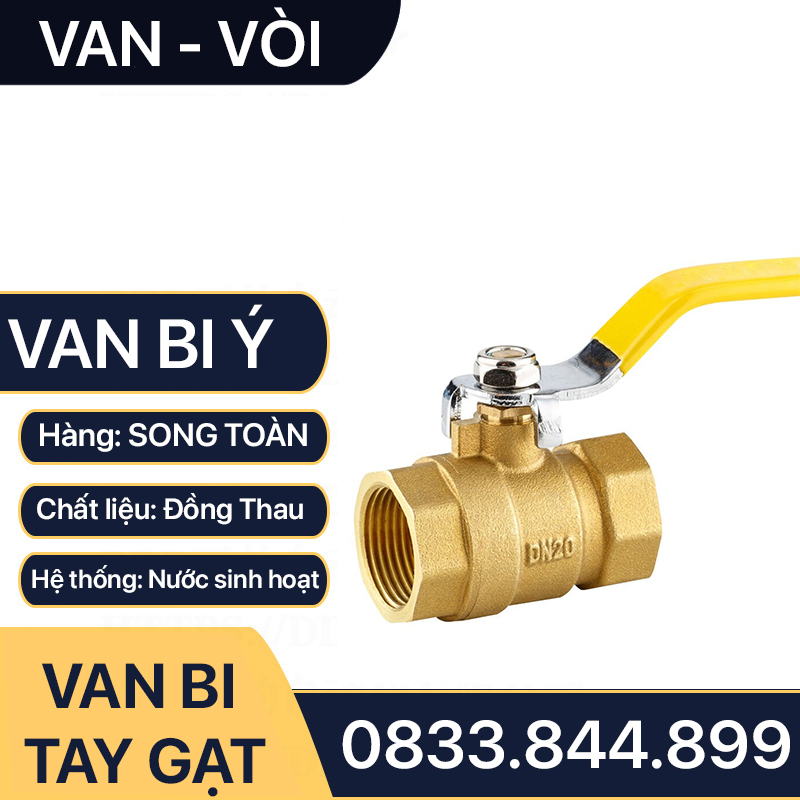 Van Bi Đồng Tay Gạt, Van Bi Đồng Ý Tay Gạt Inox 90 độ