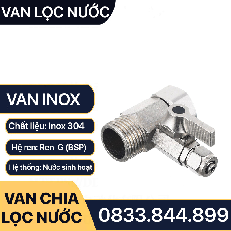 Van Chia Máy Lọc Nước, Van Chia Ngã Ba Máy Lọc Nước Ống 10 - Inox 304