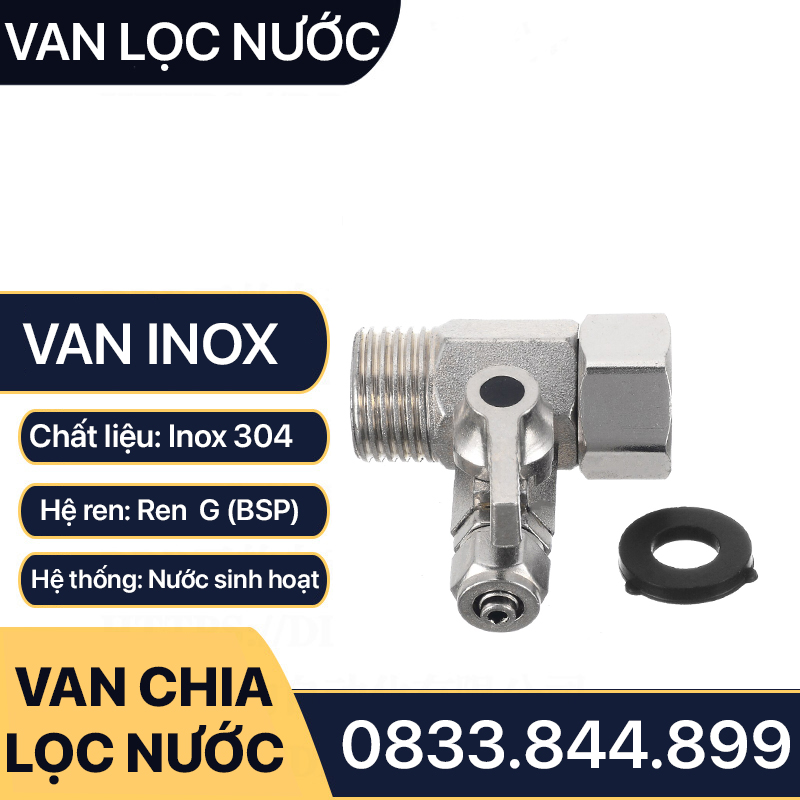 Van Chia Máy Lọc Nước, Van Chia Ngã Ba Máy Lọc Nước Ống 10 - Inox 304