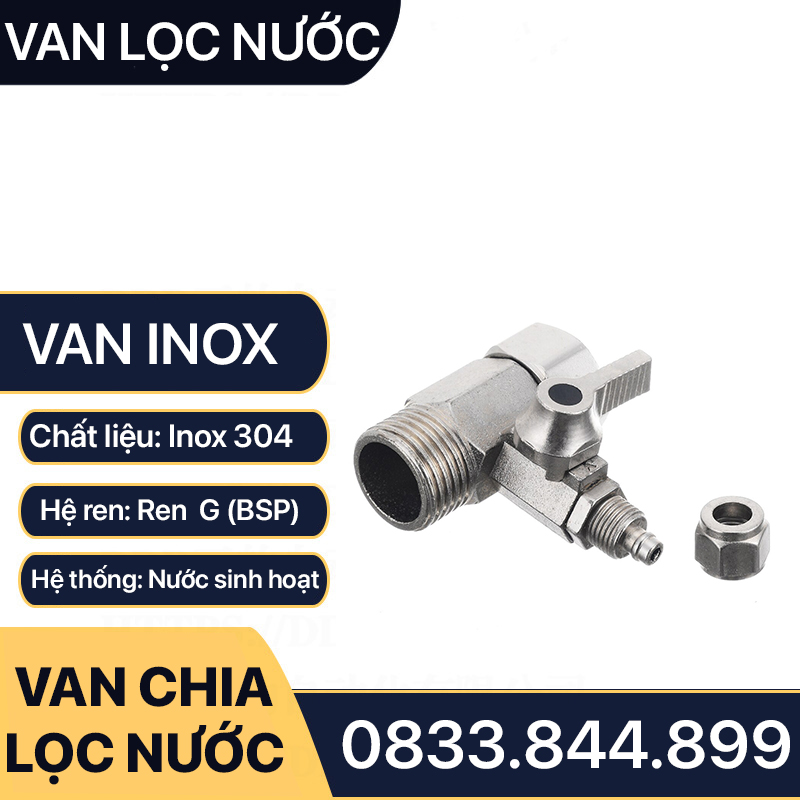 Van Chia Máy Lọc Nước, Van Chia Ngã Ba Máy Lọc Nước Ống 10 - Inox 304