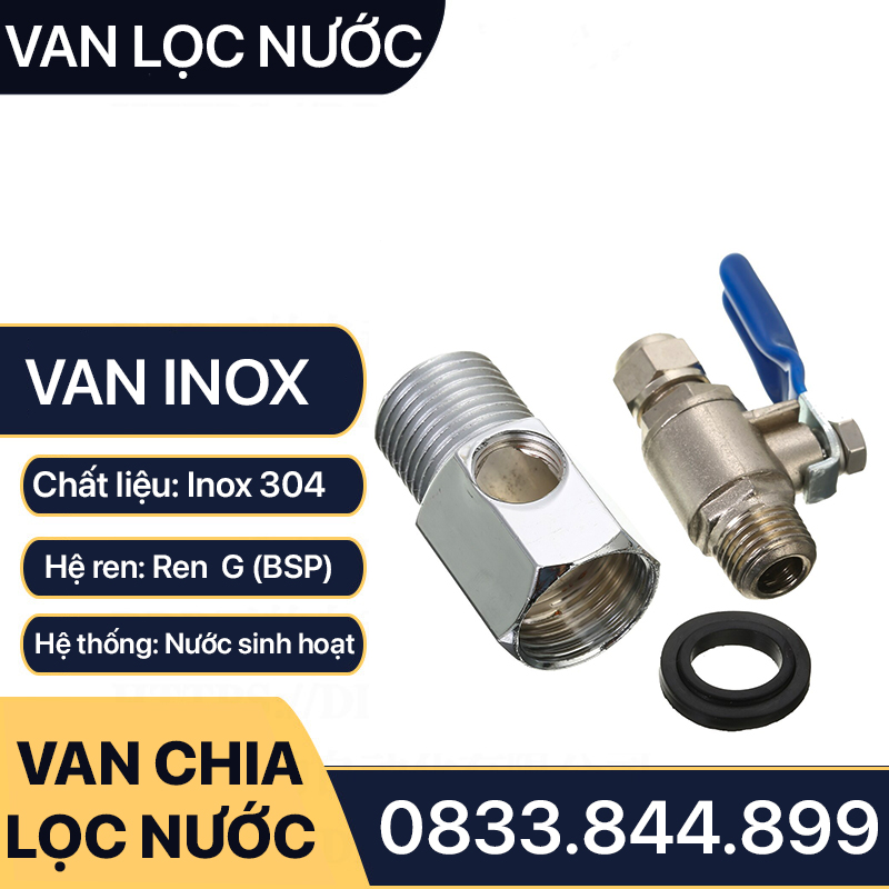 Van Chia Máy Lọc Nước, Van Chia Ngã Ba Máy Lọc Nước Ống 10 - Inox Bóng