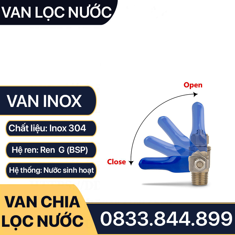 Van Chia Máy Lọc Nước, Van Chia Ngã Ba Máy Lọc Nước Ống 10 - Inox Bóng