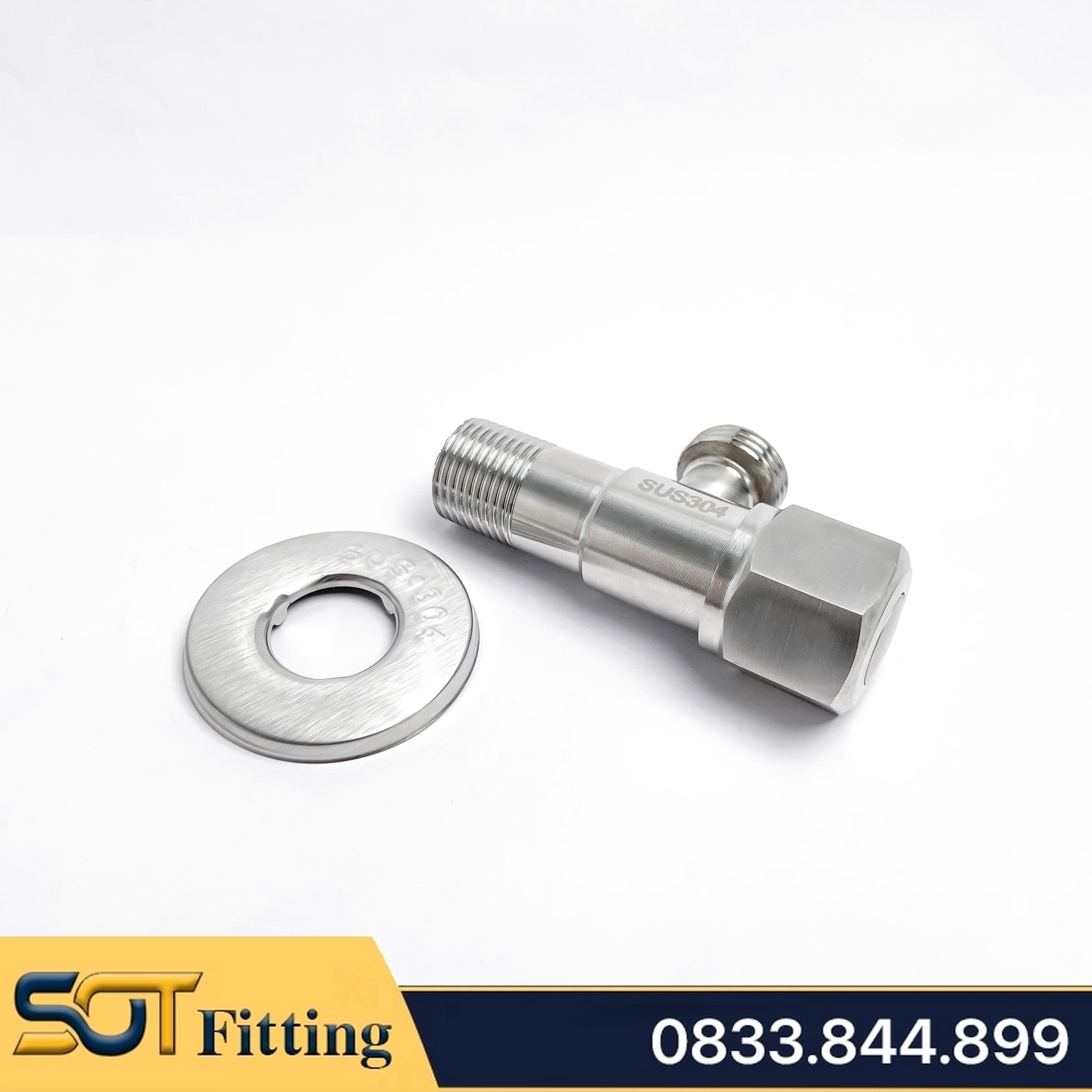 Van F Chia Nước 2 Ngã Bồn Cầu Inox 304, Van Giảm Áp Inox Ren 21 Lắp Đặt Chia Nước Bồn Cầu, Vòi Xịt