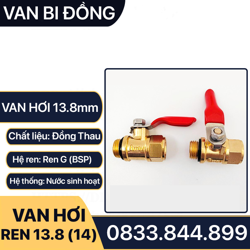 Van Hơi Ren 13.8, Van Hơi Ren Trong Ren Ngoài 14 - Tay gạt