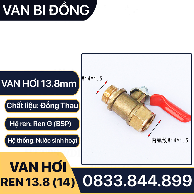 Van Hơi Ren 13.8, Van Hơi Ren Trong Ren Ngoài 14 - Tay gạt