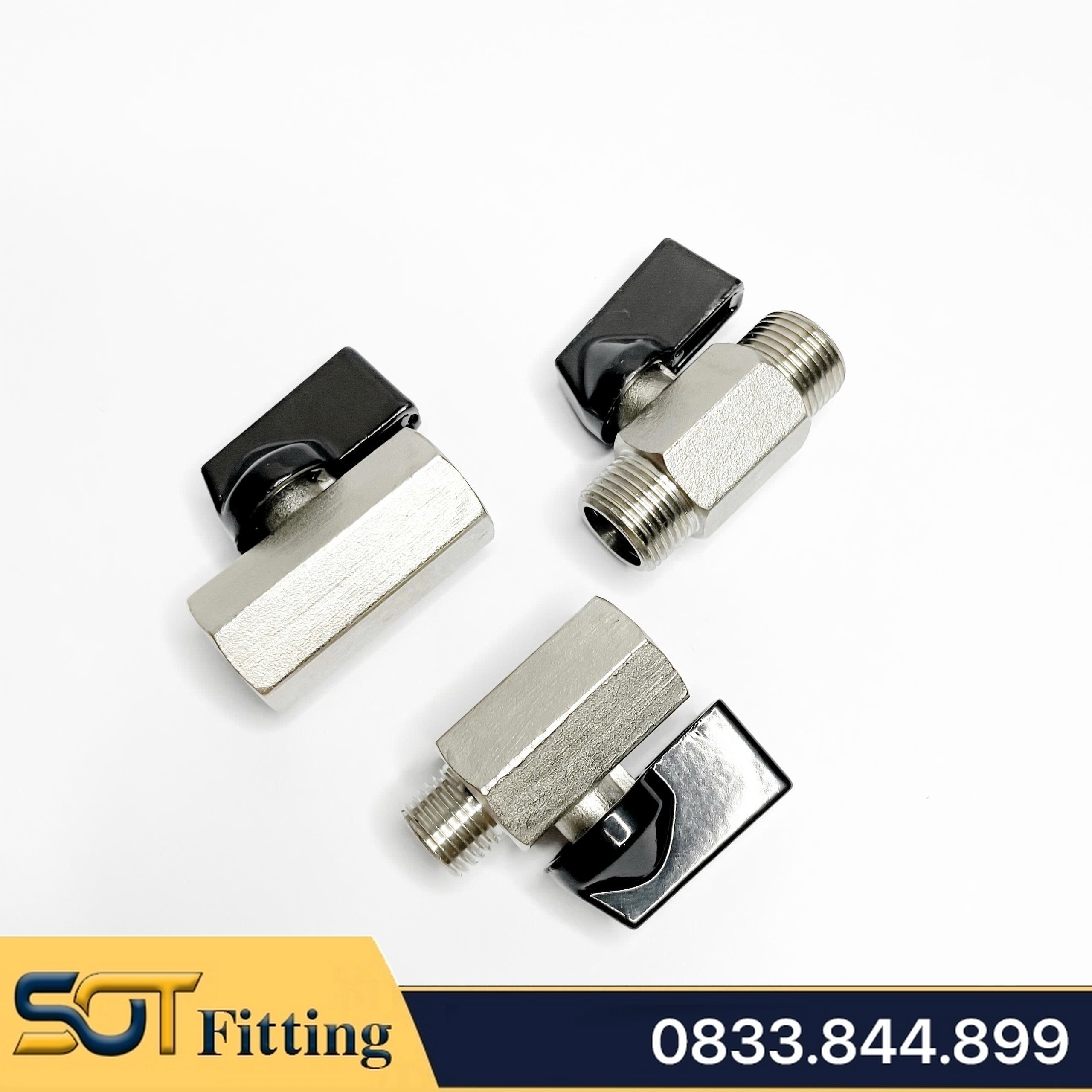 Van Hơi Mini Hai Ren Ngoài, Van Khí Nén Áp Lực Cao Hai Ren Ngoài 9.6 13 17 21 - Đồng Thau
