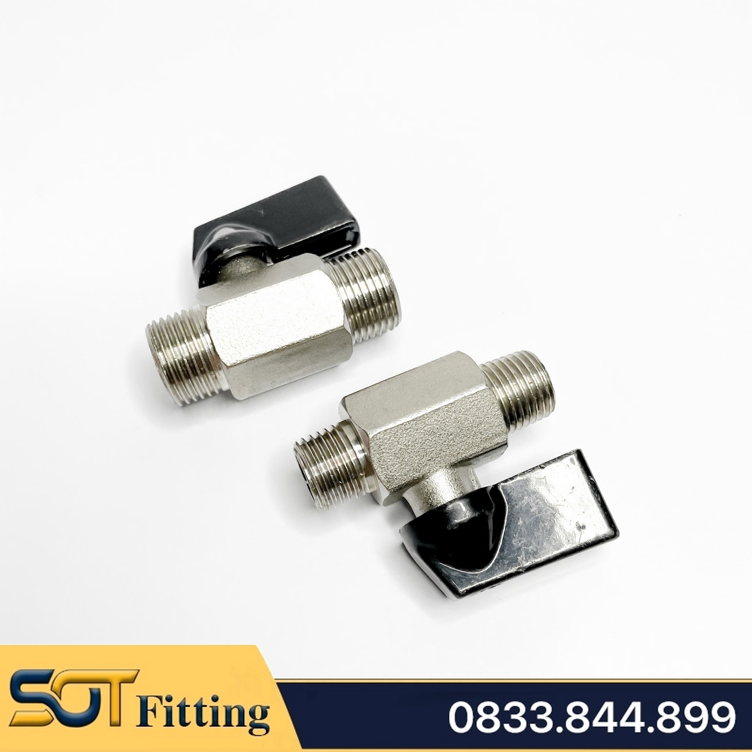Van Hơi Mini Hai Ren Ngoài, Van Khí Nén Áp Lực Cao Hai Ren Ngoài 9.6 13 17 21 - Đồng Thau